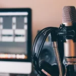Polish Voice-Over Services studio with profesional equipment microphone headphones and software