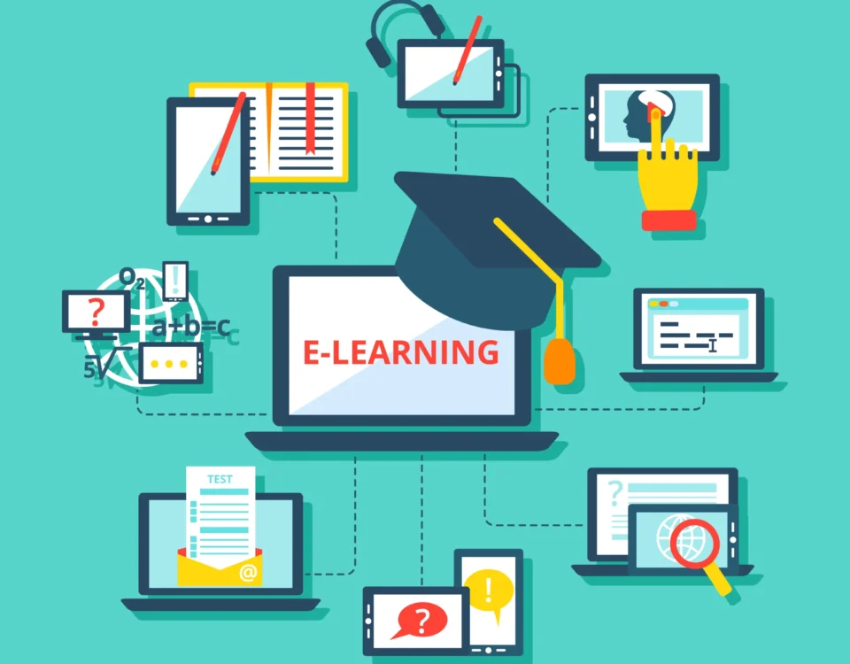 Kurs online na ekranie komputera z narracją audio dla e-learningu